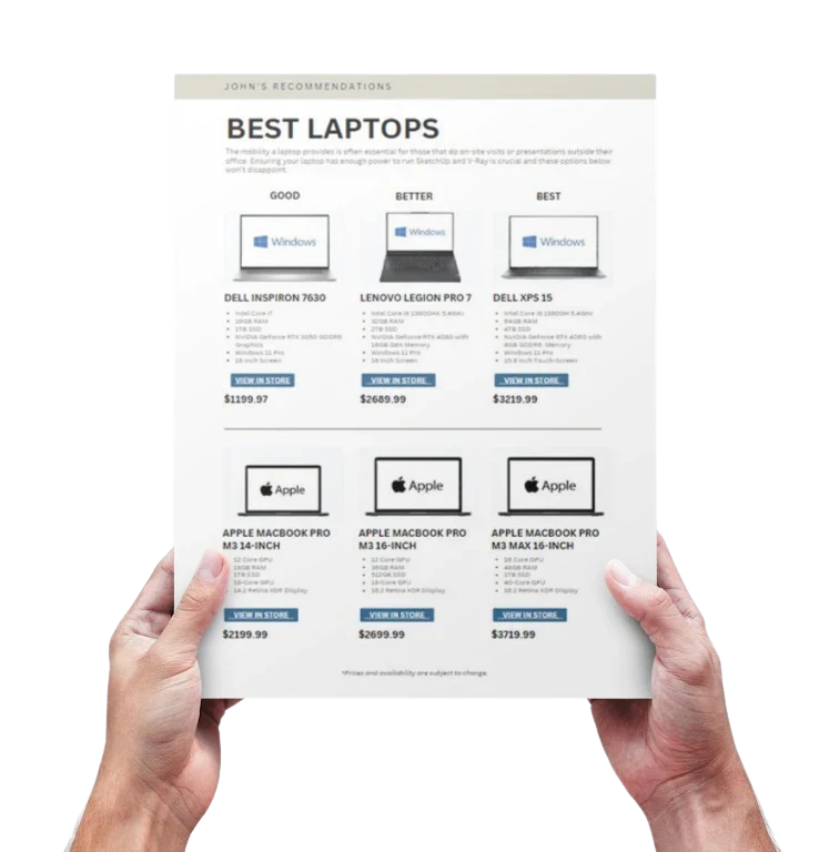 FOCUSED SketchUp & V-Ray Hardware Guide - recommended laptops and desktops