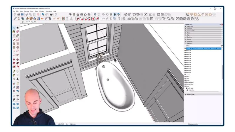 Module 11 - modeling a complete bathroom with vanities, showers, fixtures, and finishes
