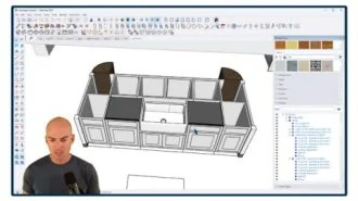 Module 6 - modeling a complete kitchen from cabinetry, range hood, island, and scullery to countertops, appliances, and hardware