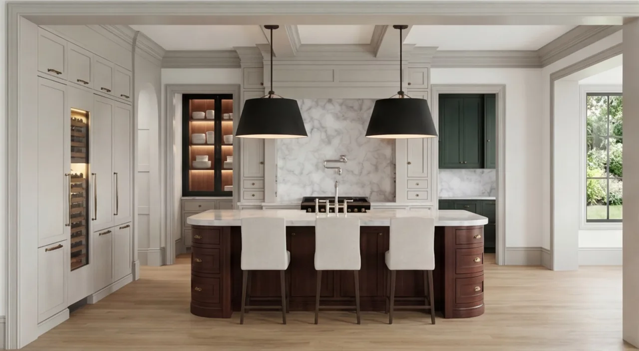 Photorealistic kitchen and bath renders created with the FOCUSED workflow