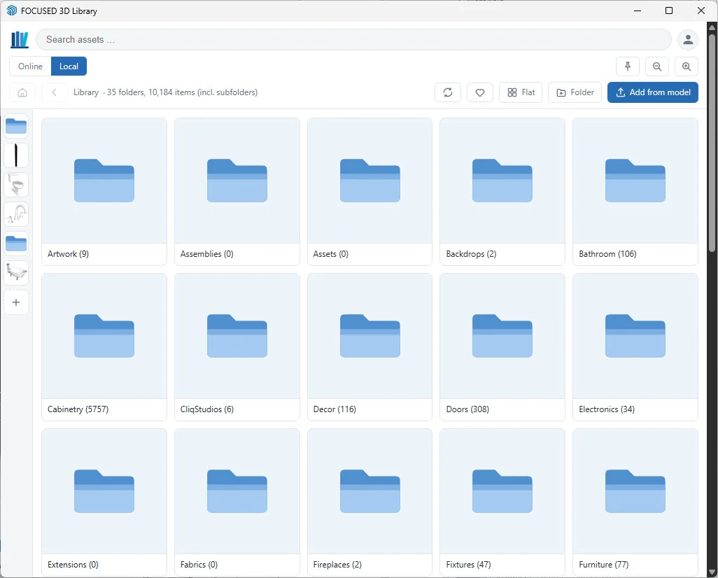 The Local Library showing folders of components