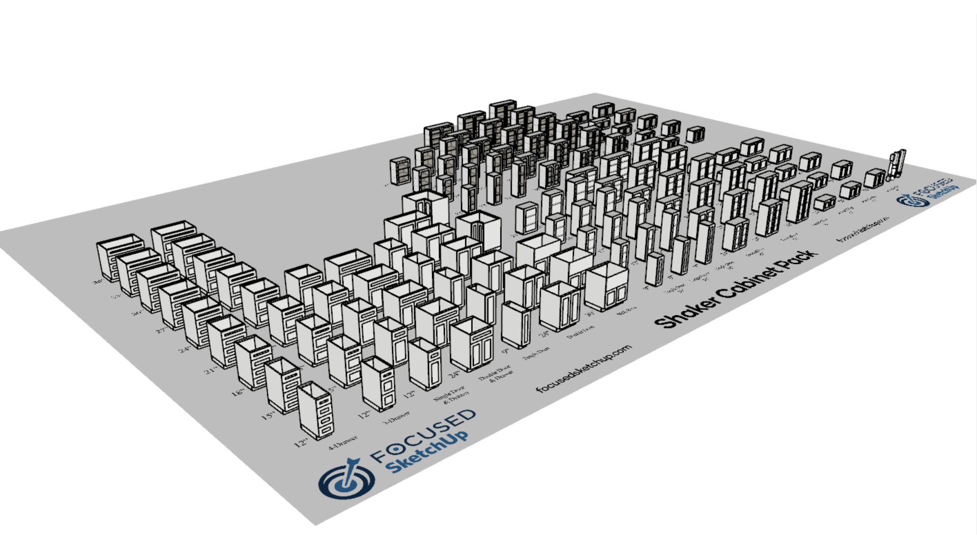 FOCUSED 3D Club Overlay Shaker Cabinet Pack for SketchUp 1